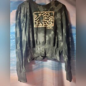 Keith Haring Women's Tie Dye Green Women's Crop Sweatshirt Size XL‎